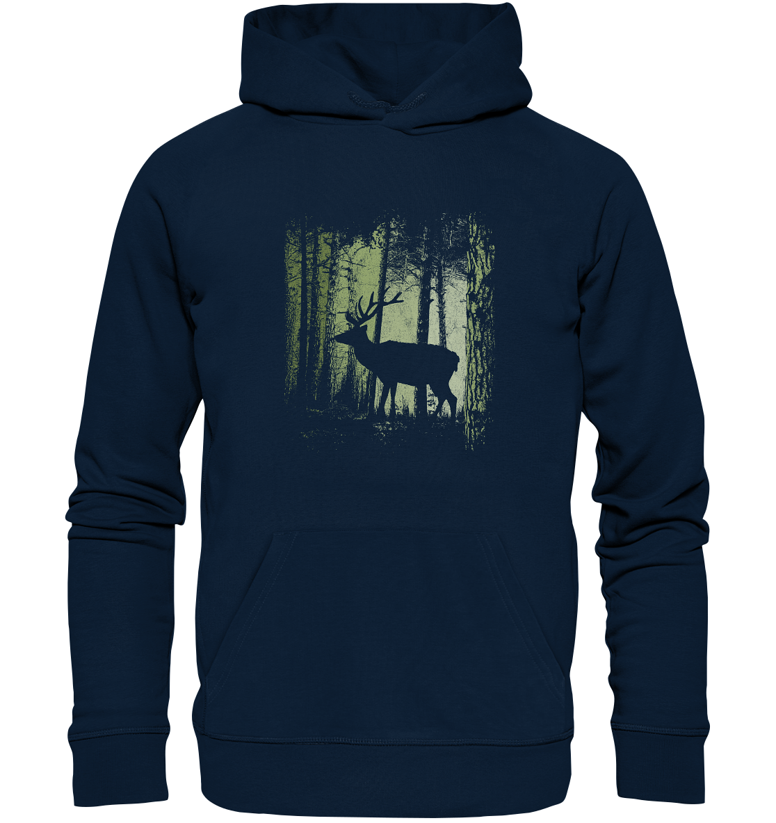Hirsch im Zwielicht Wald - Organic Hoodie