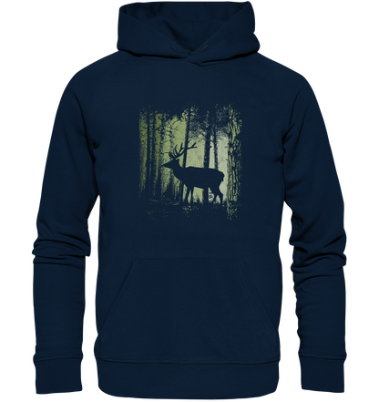 Hirsch im Zwielicht Wald - Organic Hoodie