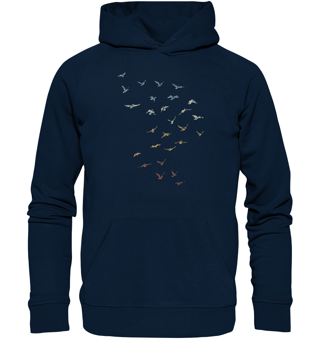 Retro Vogel Schwarm - Organic Hoodie