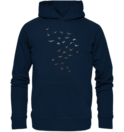 Retro Vogel Schwarm - Organic Hoodie
