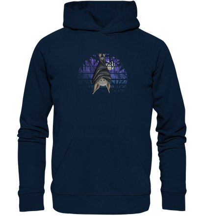 Fledermaus in blauer Nacht - Organic Hoodie