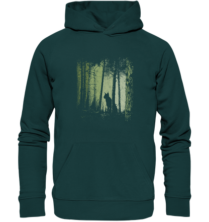 Luchs Wildkatze im Zwielicht Wald - Organic Hoodie