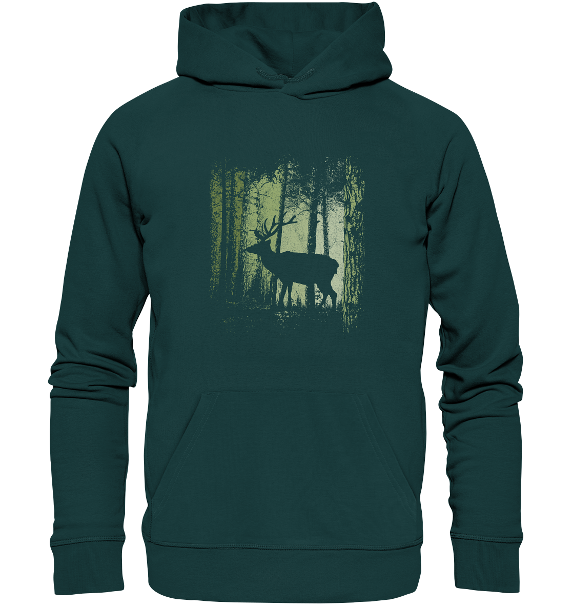 Hirsch im Zwielicht Wald - Organic Hoodie