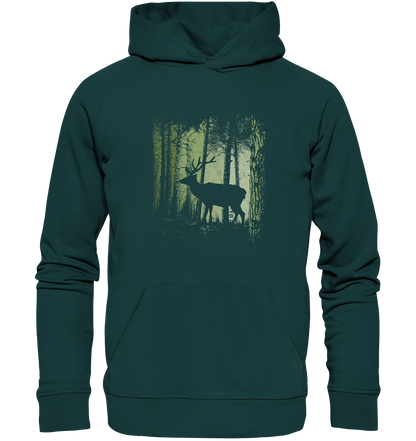 Hirsch im Zwielicht Wald - Organic Hoodie