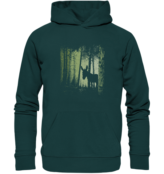 Esel im Zwielicht-Wald - Organic Hoodie