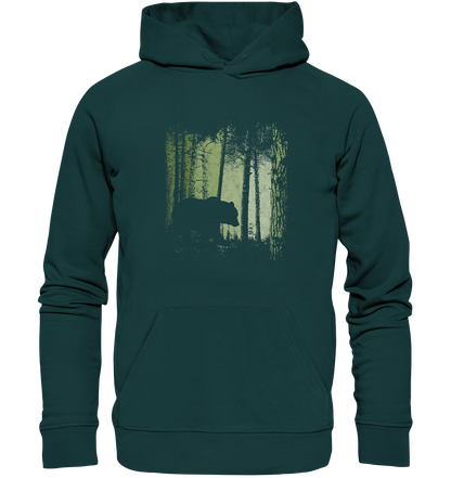 Braunbär im Zwielicht Wald - Organic Hoodie