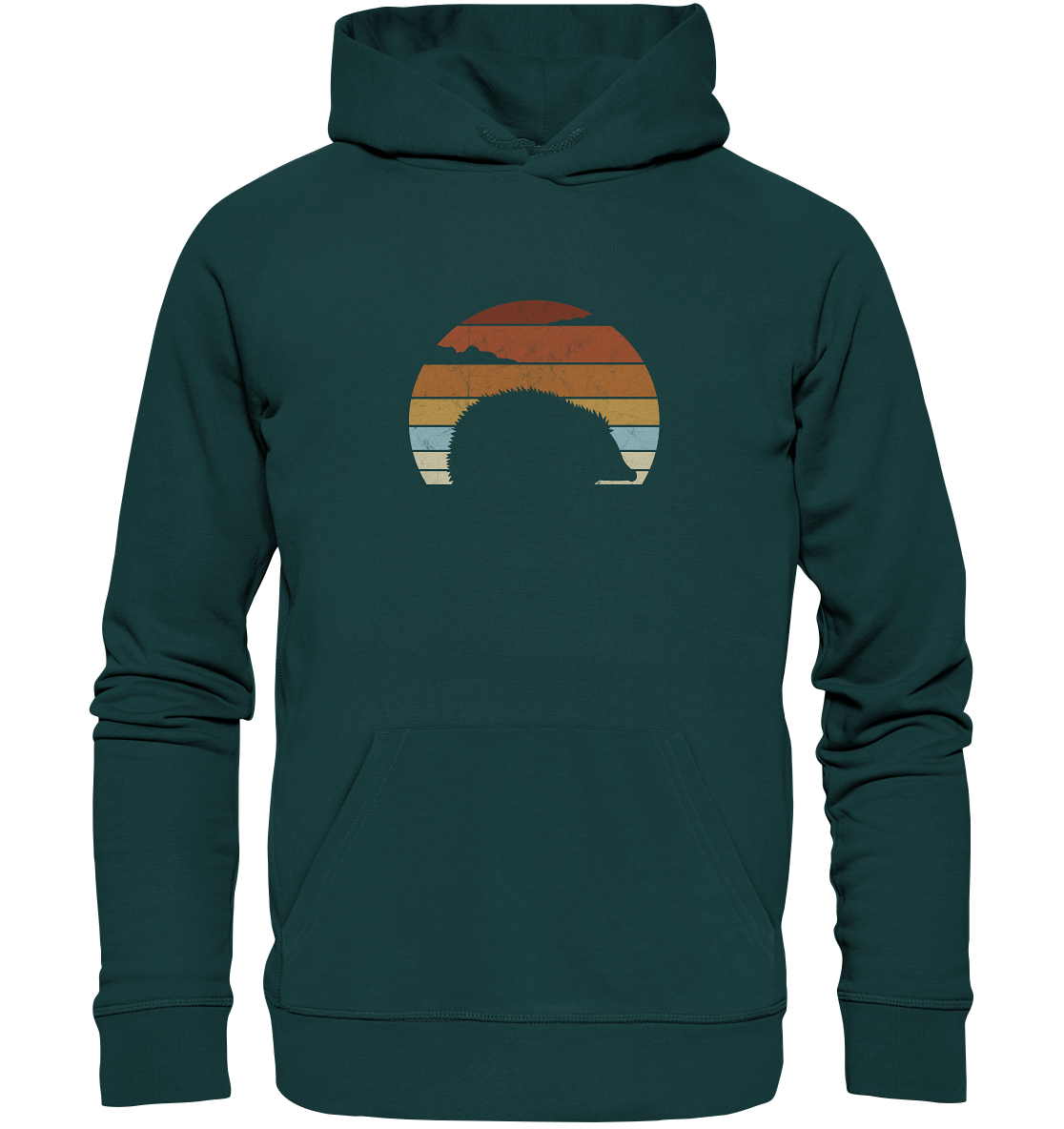 Retro Igel Silhouette im Sonnenuntergang - Organic Hoodie