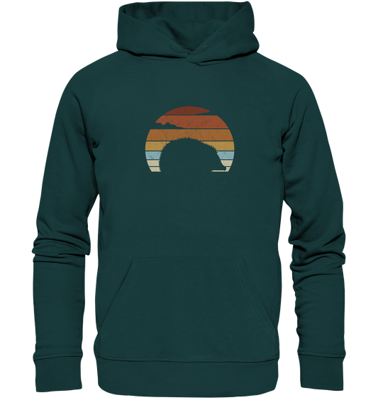 Retro Igel Silhouette im Sonnenuntergang - Organic Hoodie