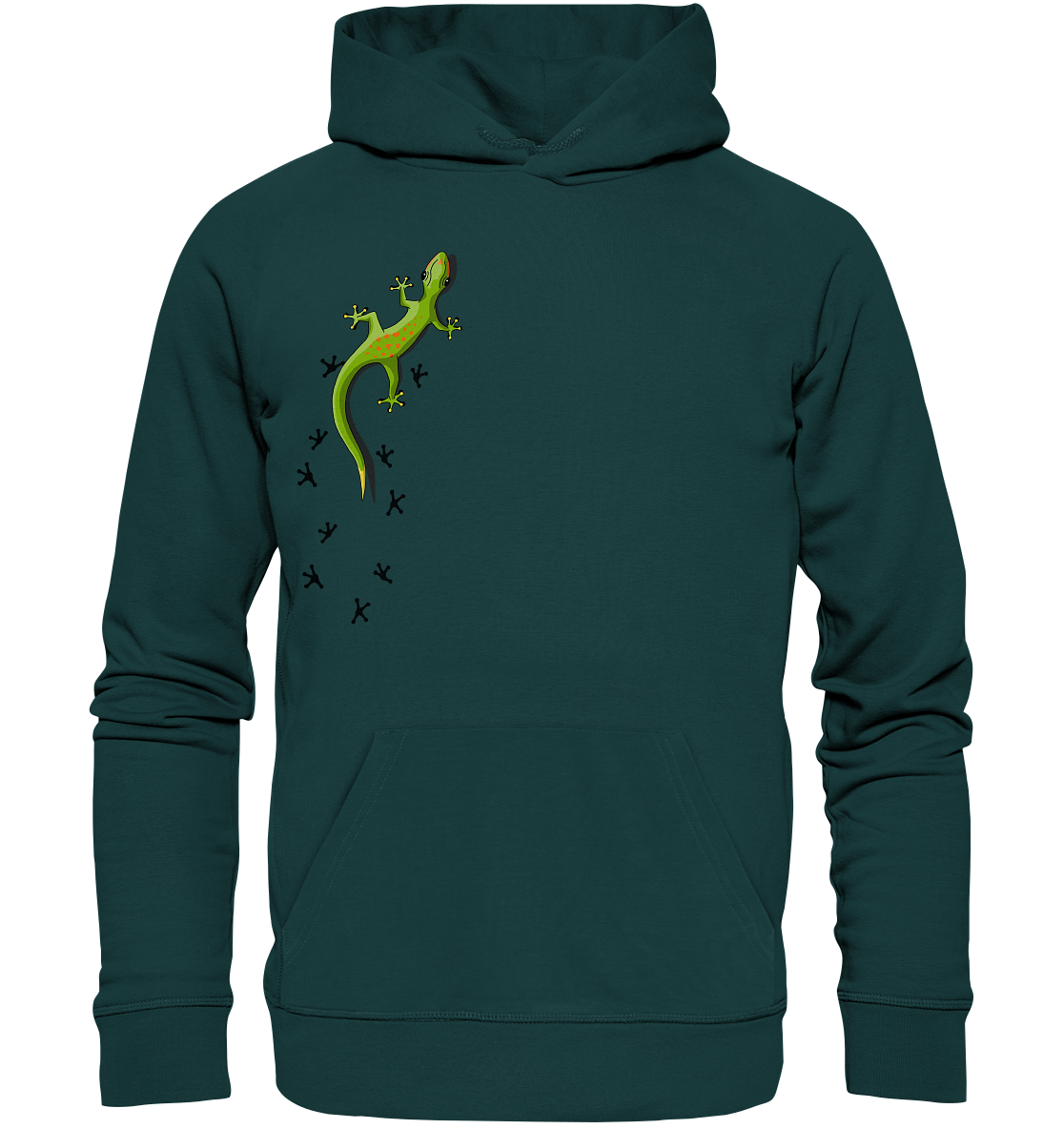 Kletternder Gecko mit Spuren - Organic Hoodie