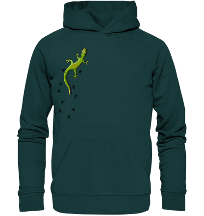 Kletternder Gecko mit Spuren - Organic Hoodie