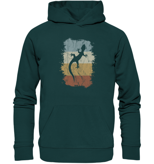 Retro Gecko Salamander Silhouette - Organic Hoodie