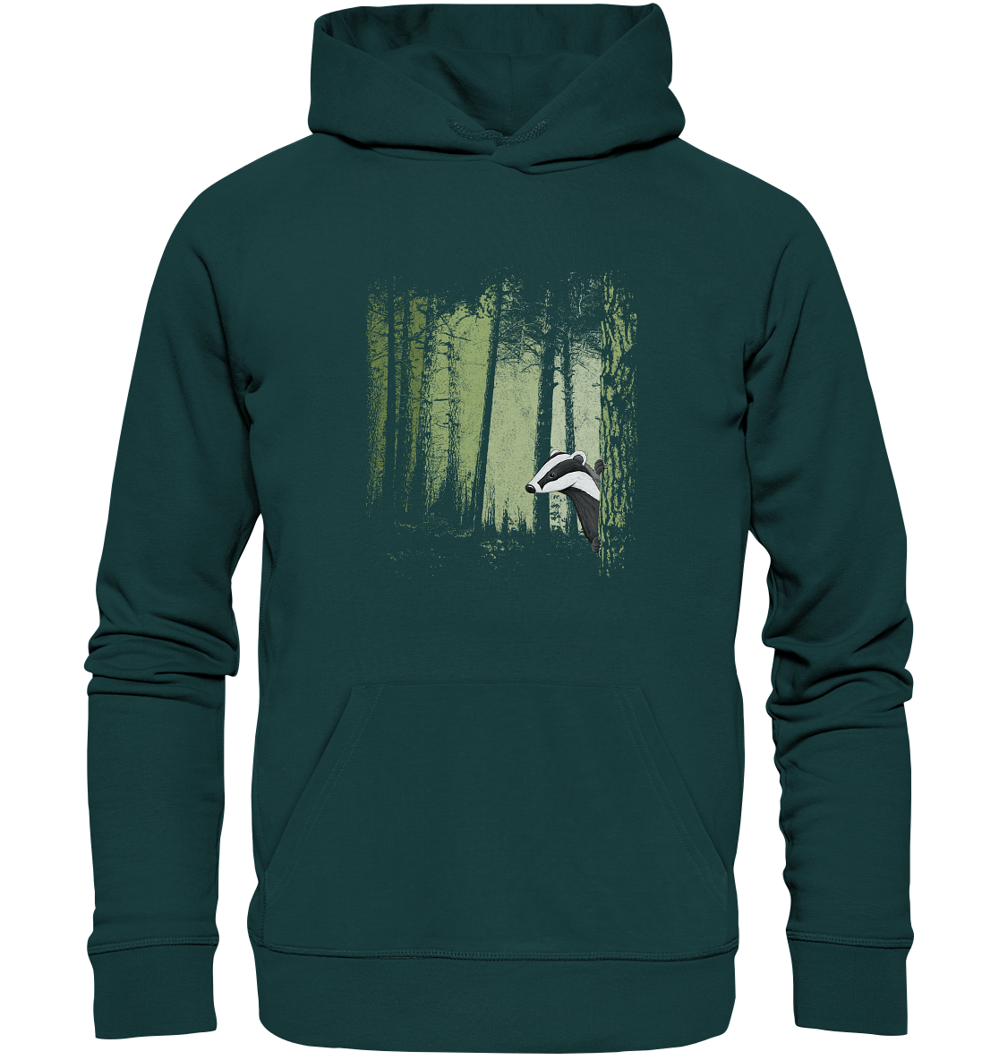 frecher Dachs im Zwielicht Wald - Organic Hoodie