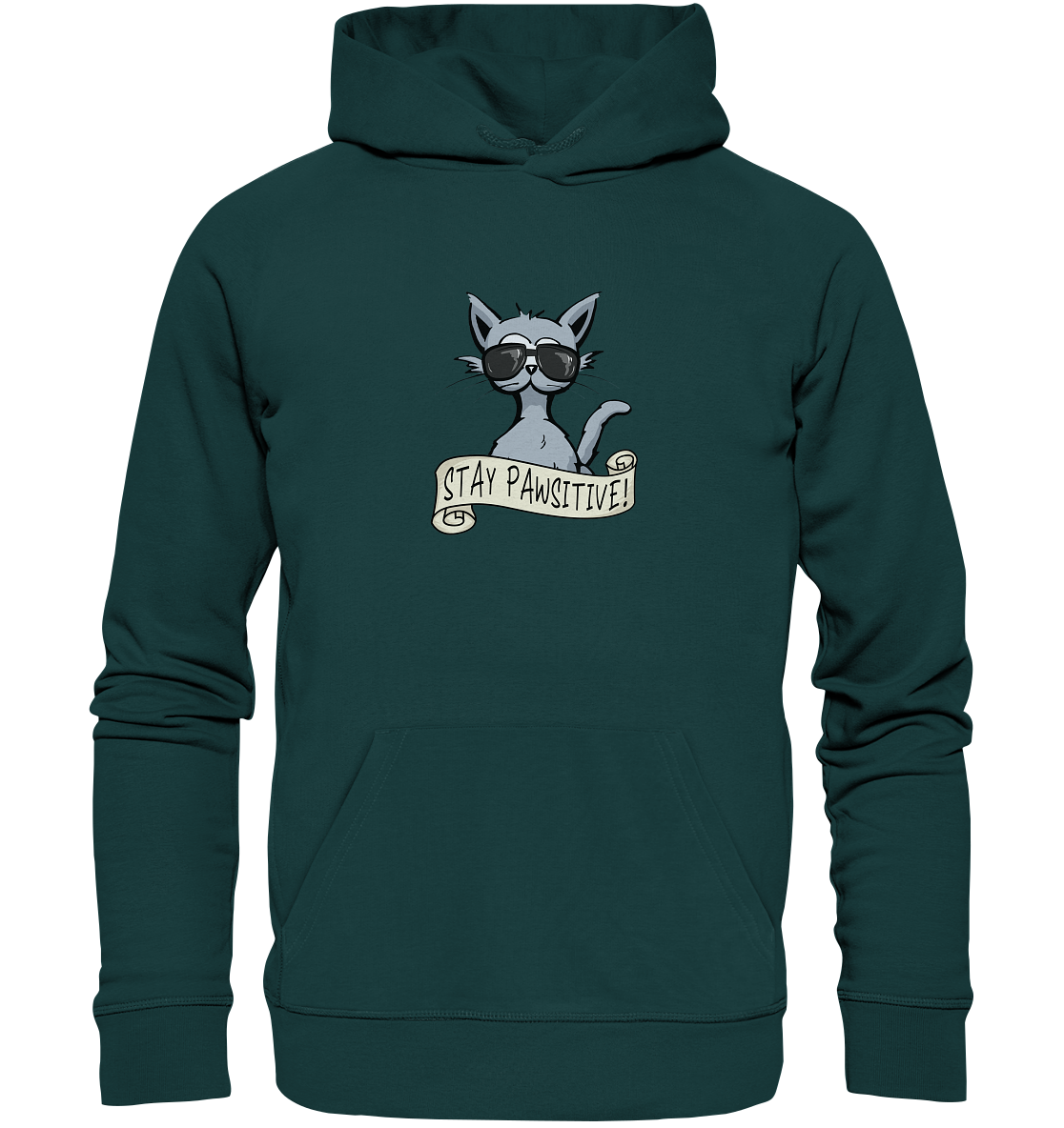 Stay Pawsitive Bleib lässig Hipster Katze - Organic Hoodie