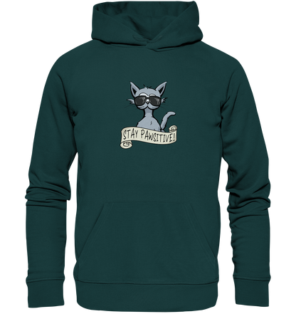 Stay Pawsitive Bleib lässig Hipster Katze - Organic Hoodie