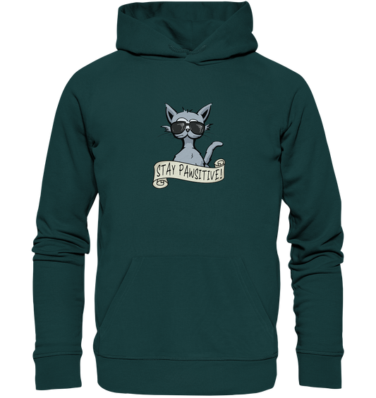 Stay Pawsitive Bleib lässig Hipster Katze - Organic Hoodie