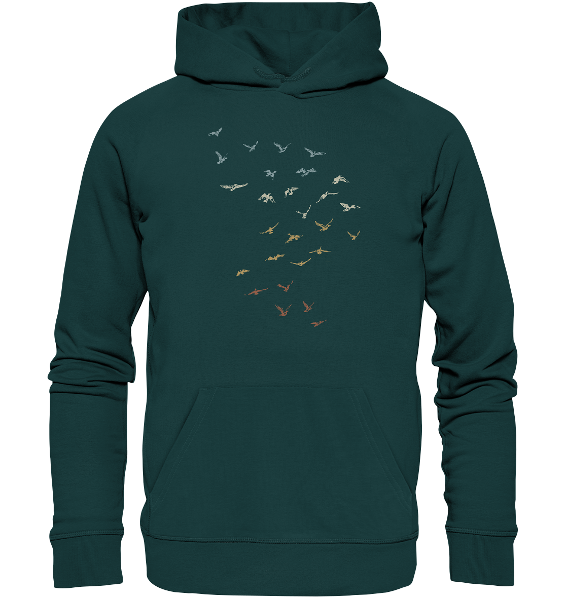 Retro Vogel Schwarm - Organic Hoodie
