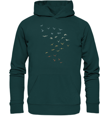 Retro Vogel Schwarm - Organic Hoodie
