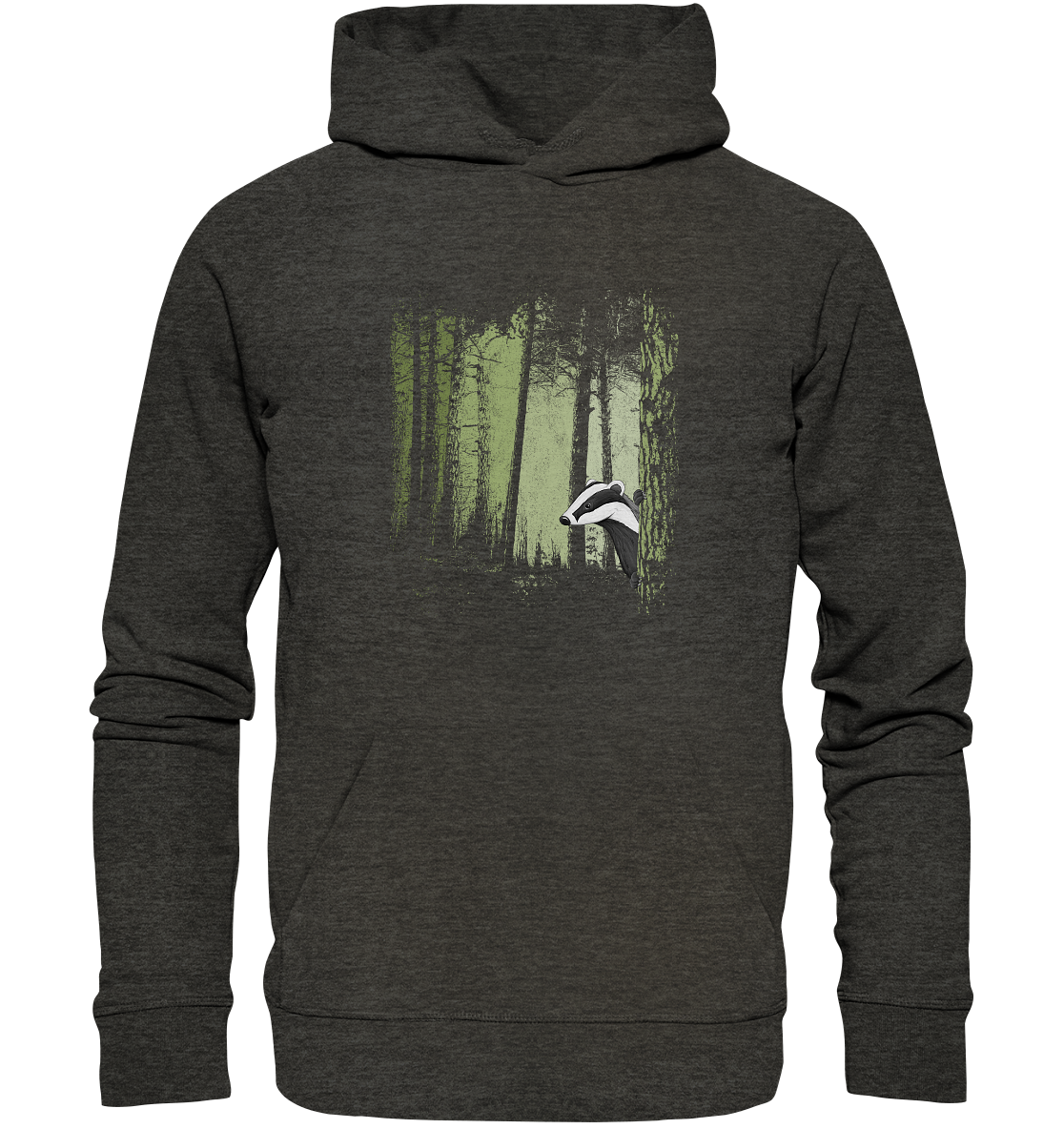 frecher Dachs im Zwielicht Wald - Organic Hoodie