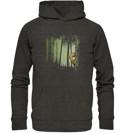 Comic Bär versteckt im Zwielicht Wald - Organic Hoodie