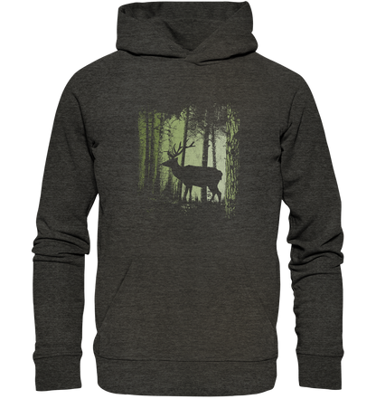 Hirsch im Zwielicht Wald - Organic Hoodie
