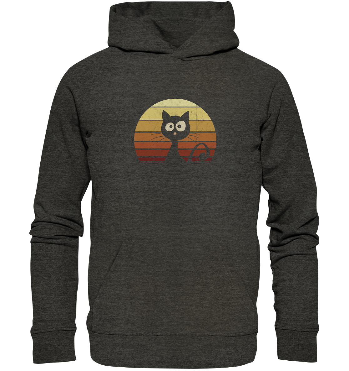 Katze vor Retro Sonnenuntergang - Organic Hoodie