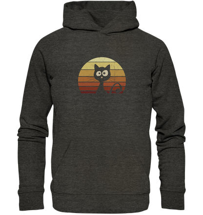 Katze vor Retro Sonnenuntergang - Organic Hoodie