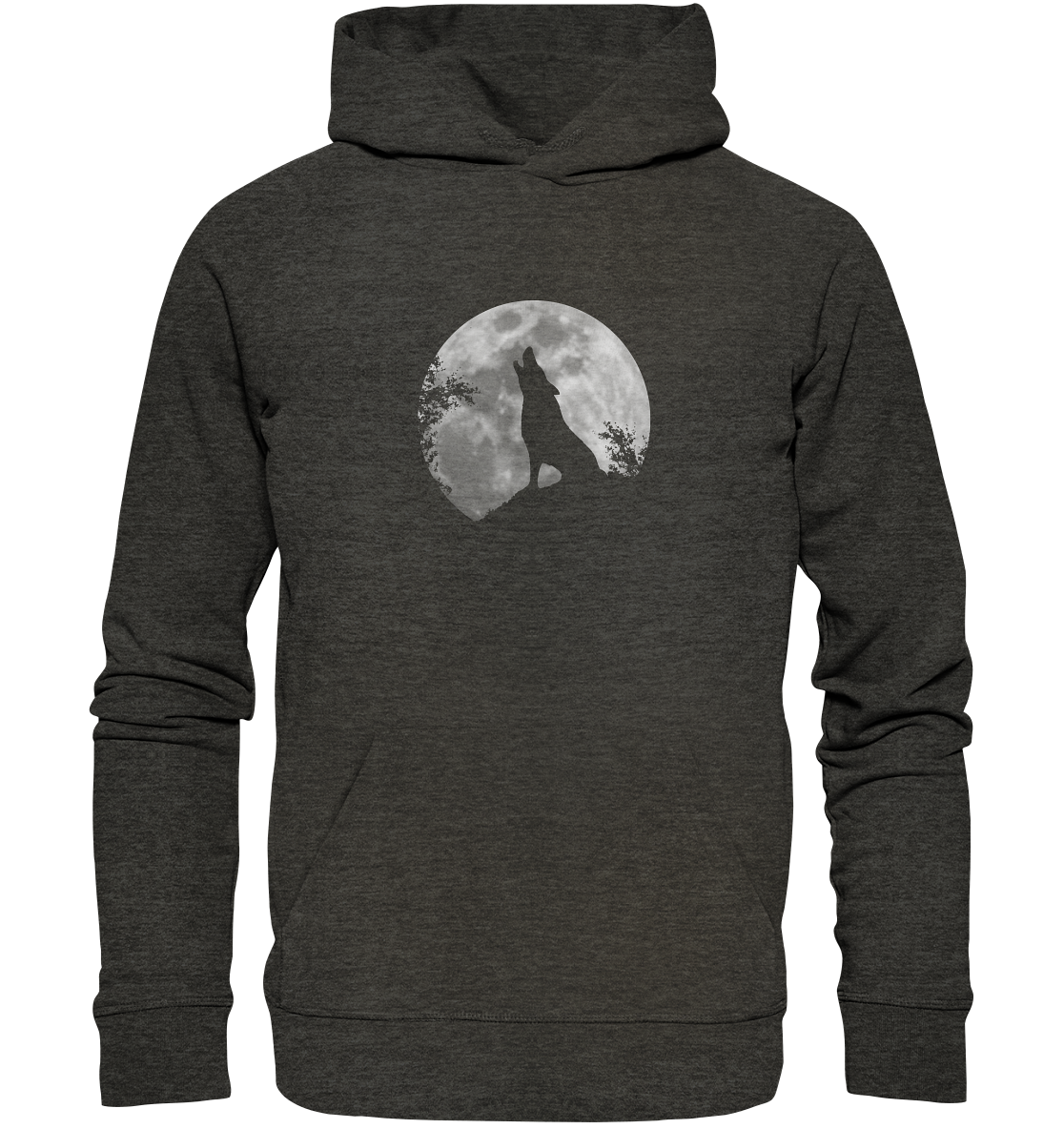 Heulender Wolf Silhouette vor Vollmond - Organic Hoodie