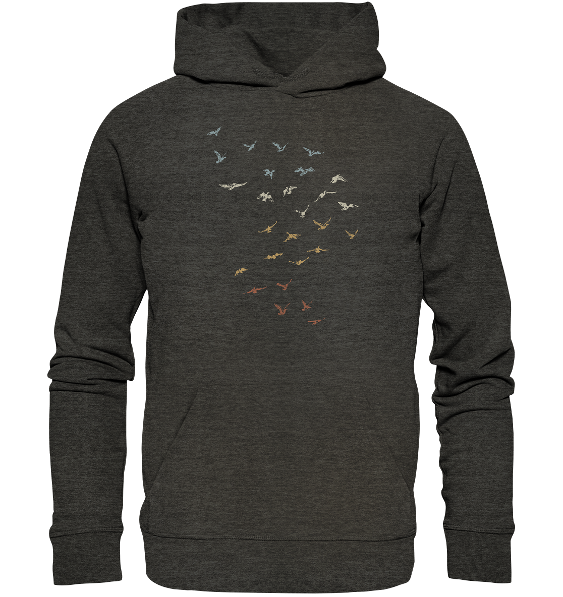 Retro Vogel Schwarm - Organic Hoodie