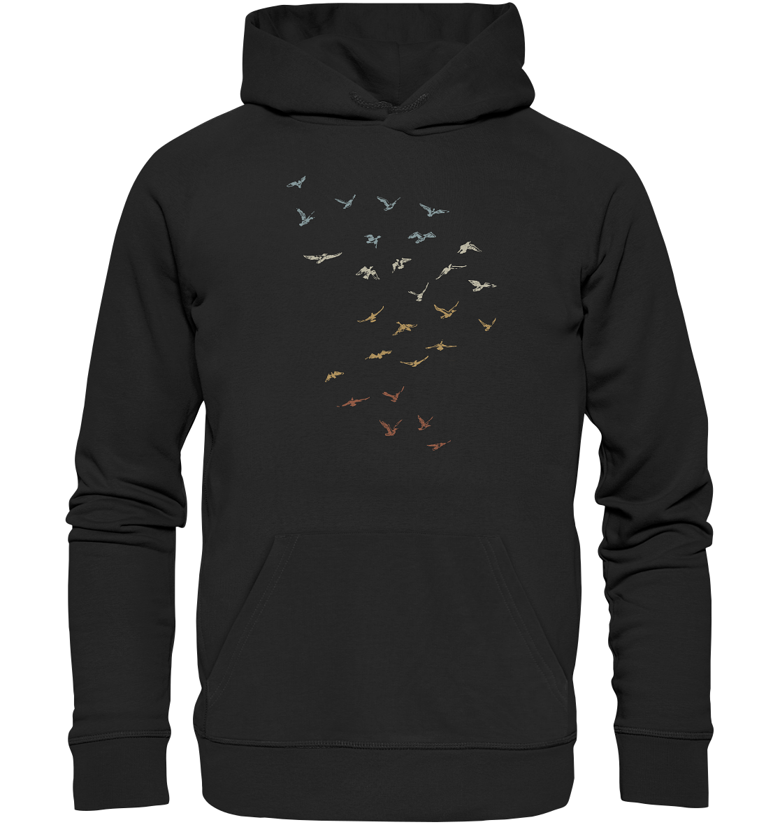Retro Vogel Schwarm - Organic Hoodie