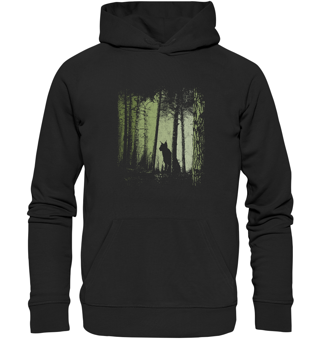 Luchs Wildkatze im Zwielicht Wald - Organic Hoodie