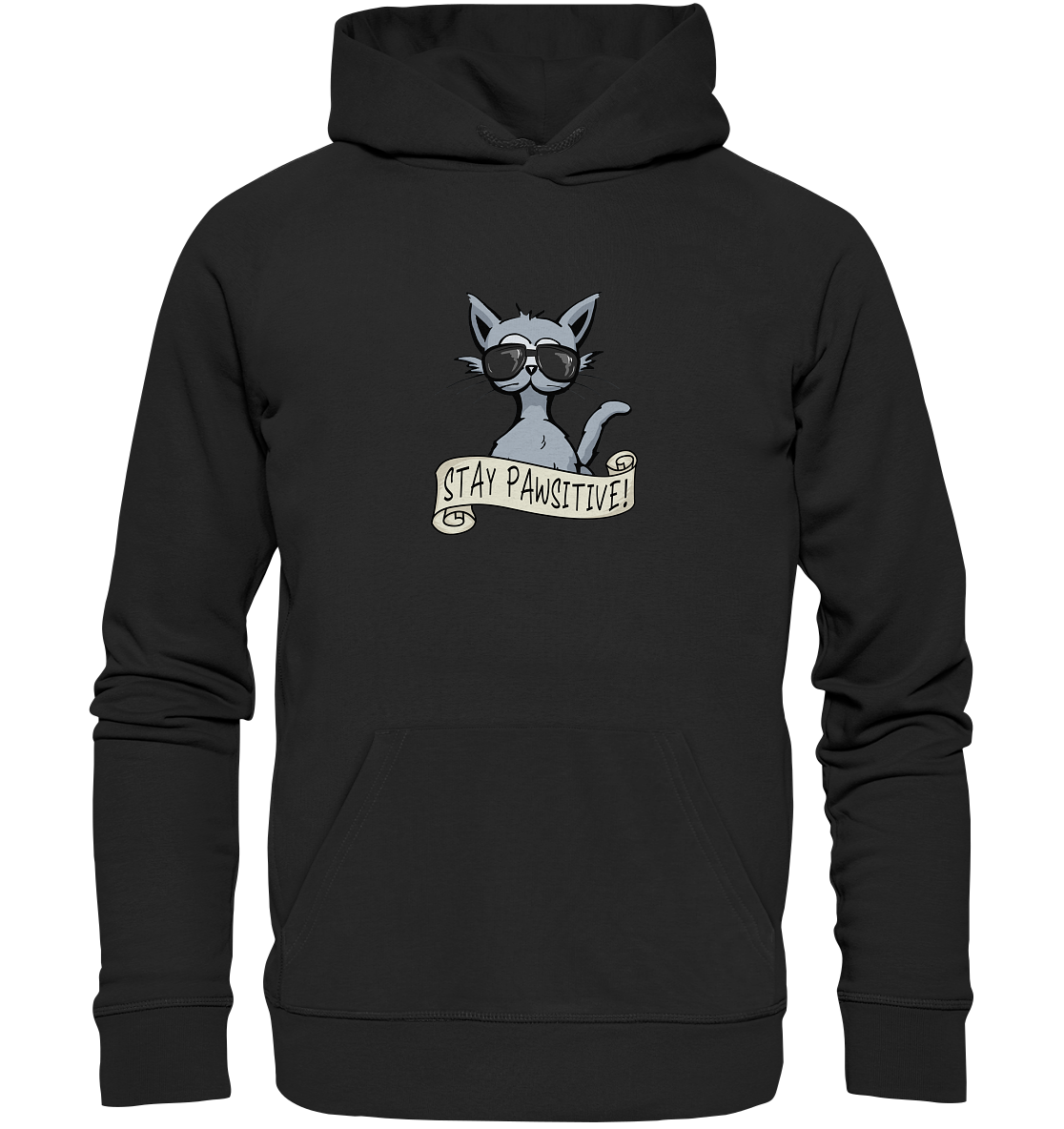 Stay Pawsitive Bleib lässig Hipster Katze - Organic Hoodie