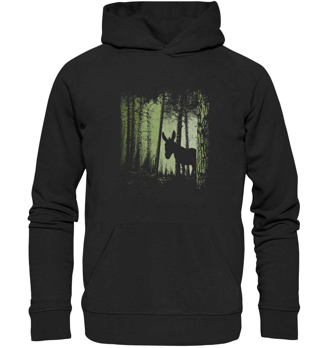 Esel im Zwielicht-Wald - Organic Hoodie