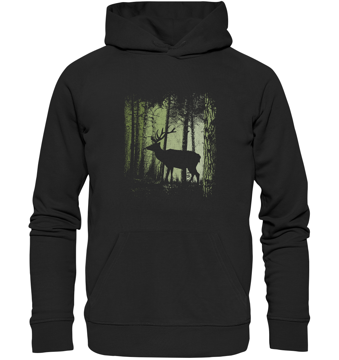 Hirsch im Zwielicht Wald - Organic Hoodie