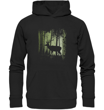Hirsch im Zwielicht Wald - Organic Hoodie