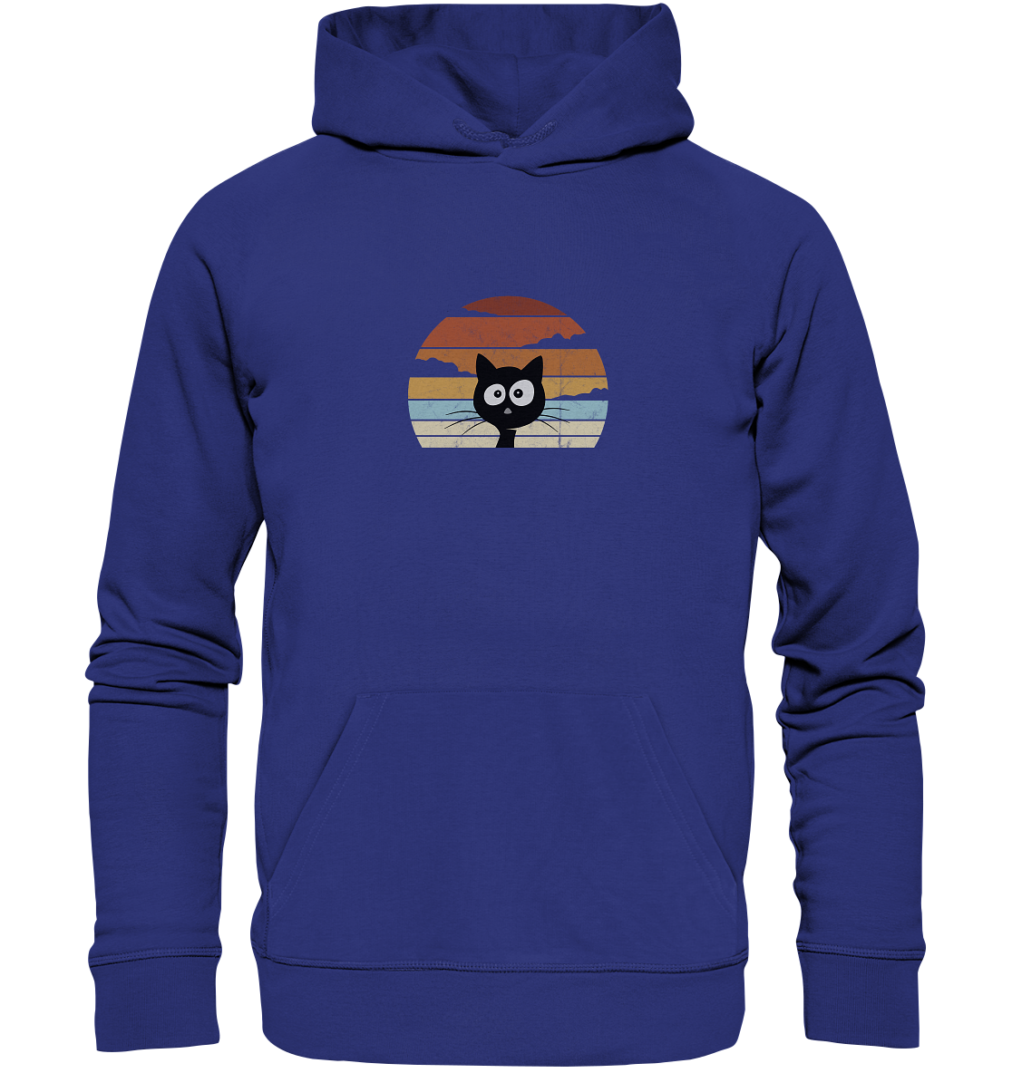 Retro schwarze Katze vor Sonnenuntergang - Organic Hoodie
