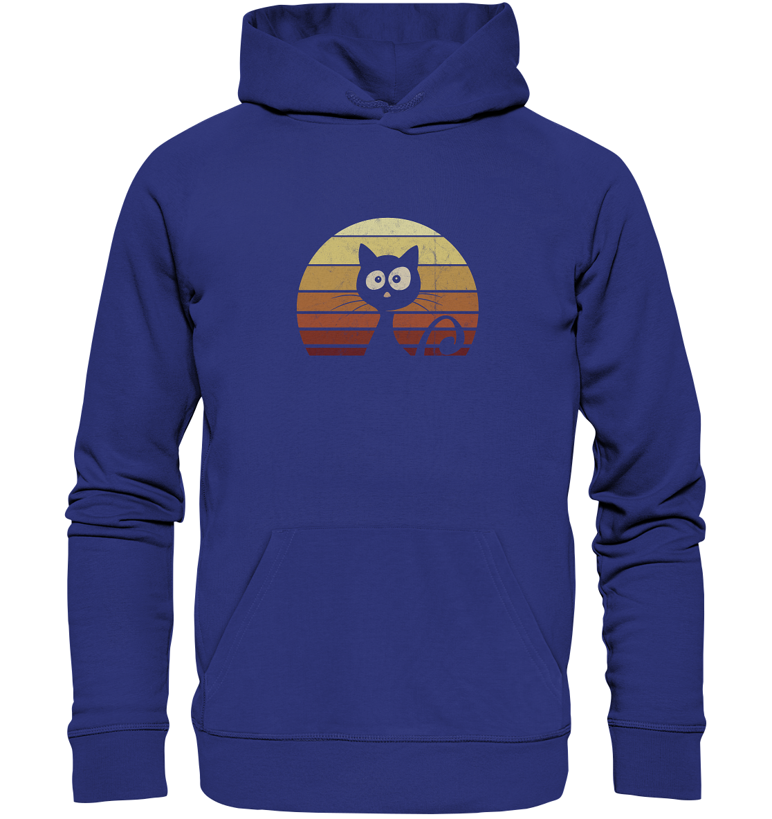 Katze vor Retro Sonnenuntergang - Organic Hoodie