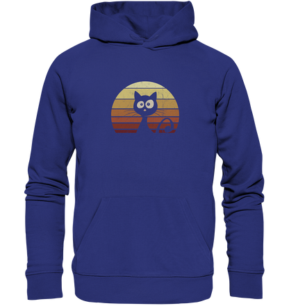 Katze vor Retro Sonnenuntergang - Organic Hoodie