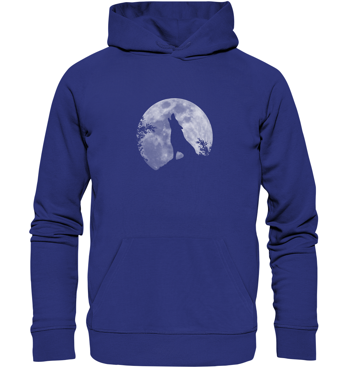 Heulender Wolf Silhouette vor Vollmond - Organic Hoodie
