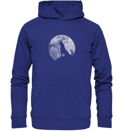 Heulender Wolf Silhouette vor Vollmond - Organic Hoodie