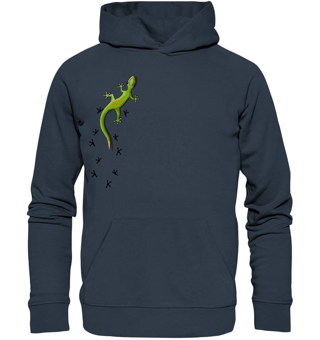 Kletternder Gecko mit Spuren - Organic Hoodie