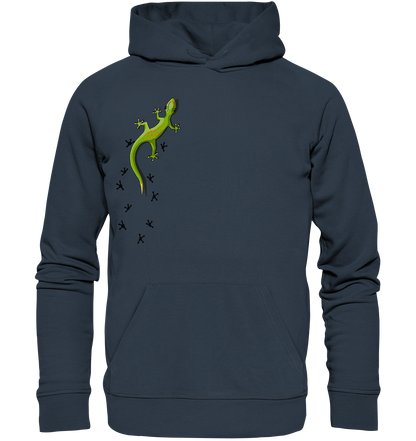 Kletternder Gecko mit Spuren - Organic Hoodie