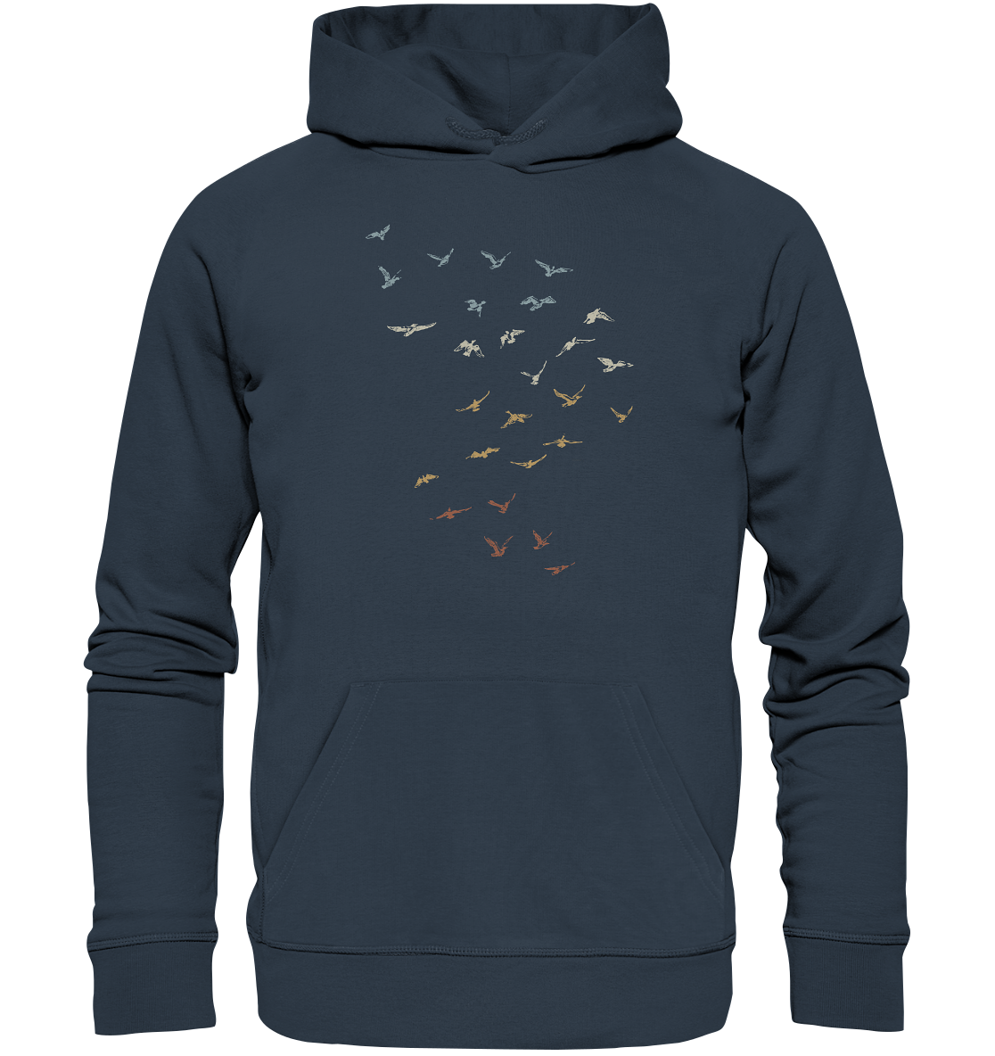 Retro Vogel Schwarm - Organic Hoodie