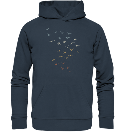 Retro Vogel Schwarm - Organic Hoodie