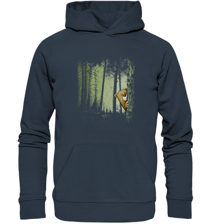 Comic Bär versteckt im Zwielicht Wald - Organic Hoodie