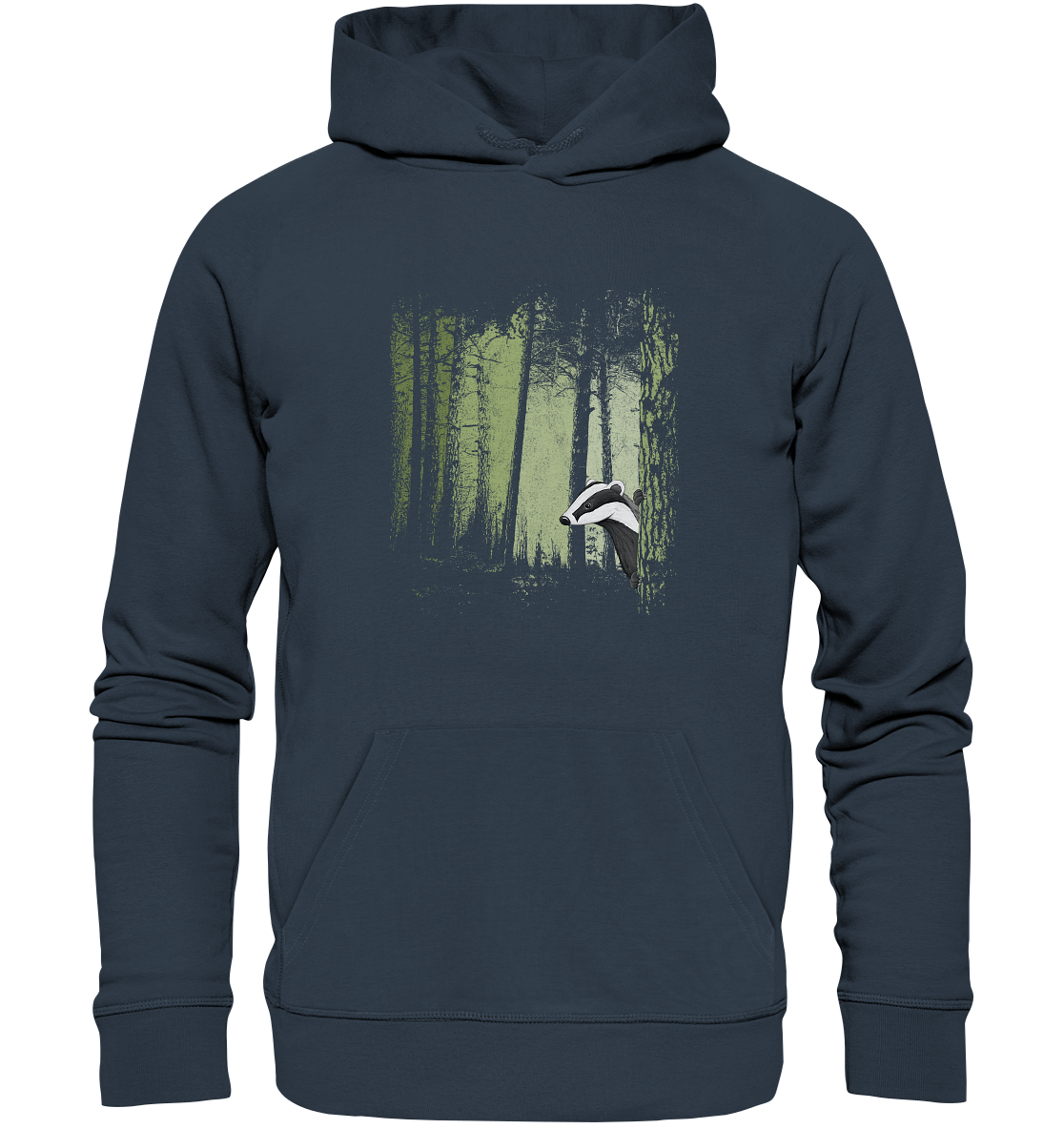 frecher Dachs im Zwielicht Wald - Organic Hoodie