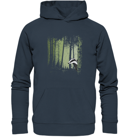 frecher Dachs im Zwielicht Wald - Organic Hoodie