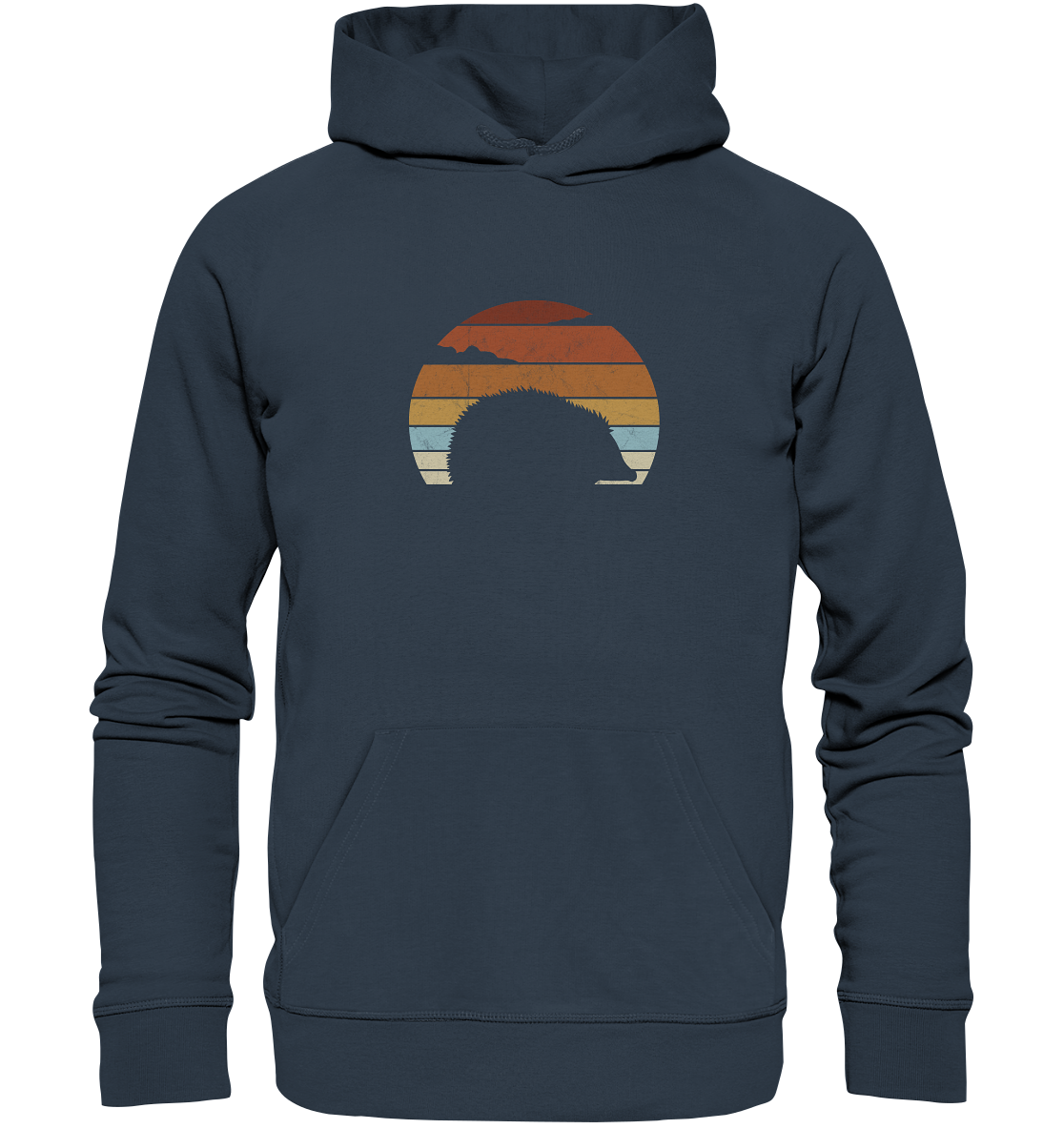 Retro Igel Silhouette im Sonnenuntergang - Organic Hoodie