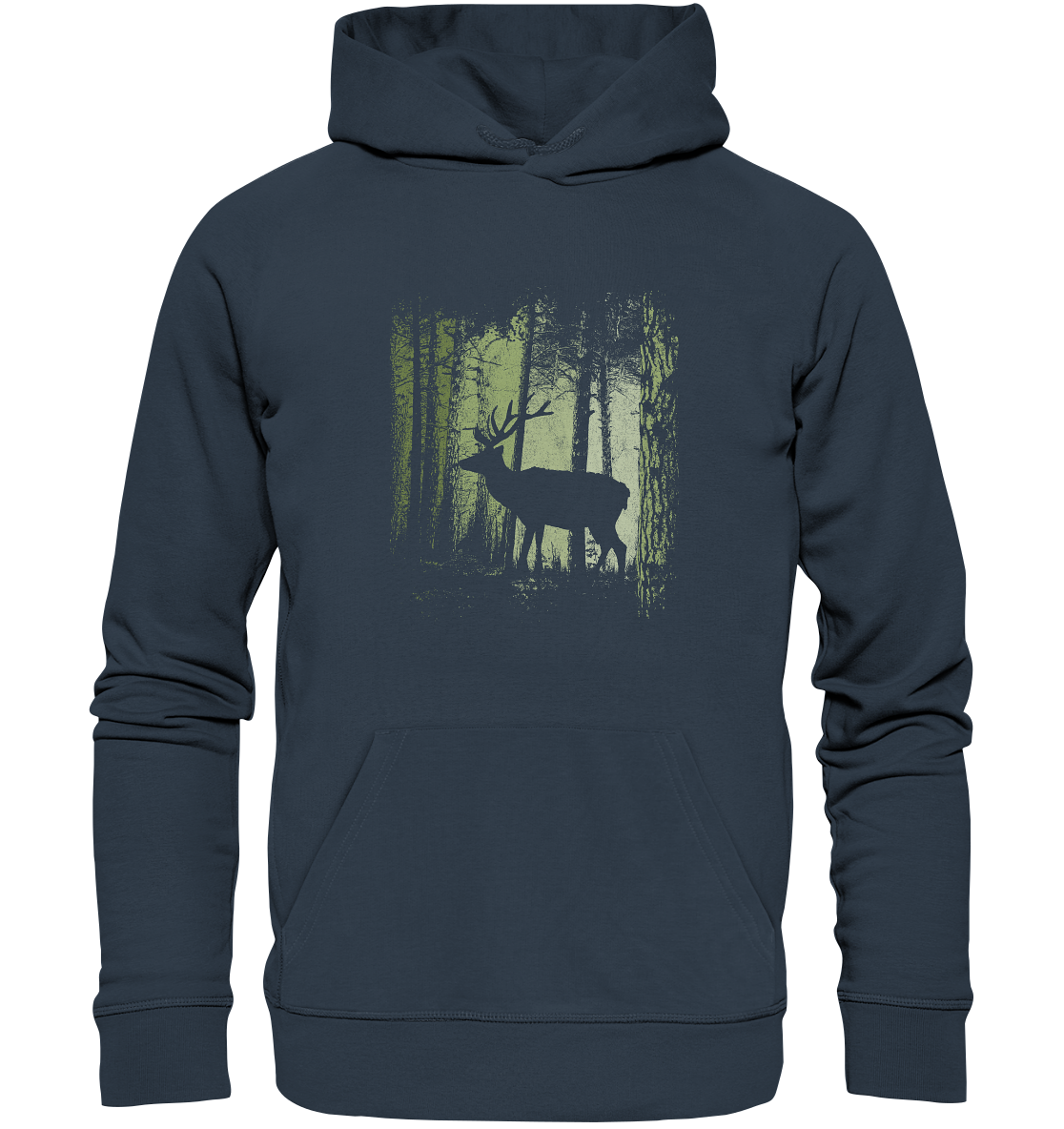Hirsch im Zwielicht Wald - Organic Hoodie