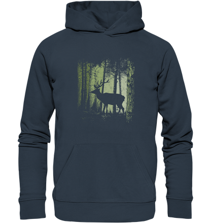 Hirsch im Zwielicht Wald - Organic Hoodie