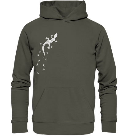 Gecko Eidechse Silhouette hell - Organic Hoodie